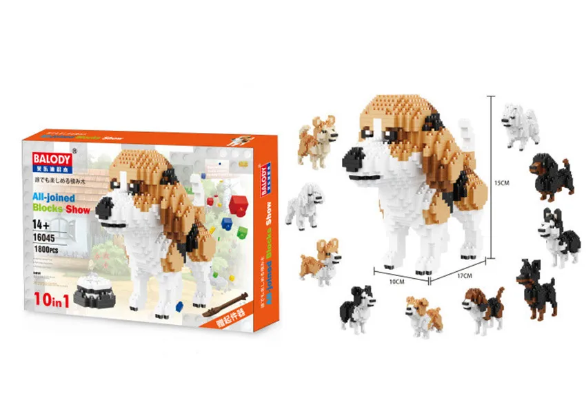 10 в 1 Balody алмазные блоки собака модель маленькие кирпичи такса игрушки brinquedos