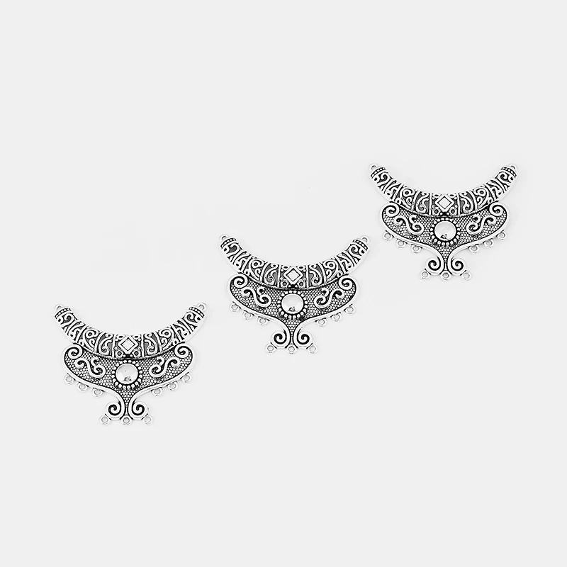 2pcs Antique Silver Large Charms Moon Shape Pendant Connector For Necklace Earring Jewelry Accessories Finding 63*52mm | Украшения и