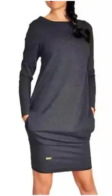 Осенне зимний женский джемпер с капюшоном платье Женская туника длинным рукавом