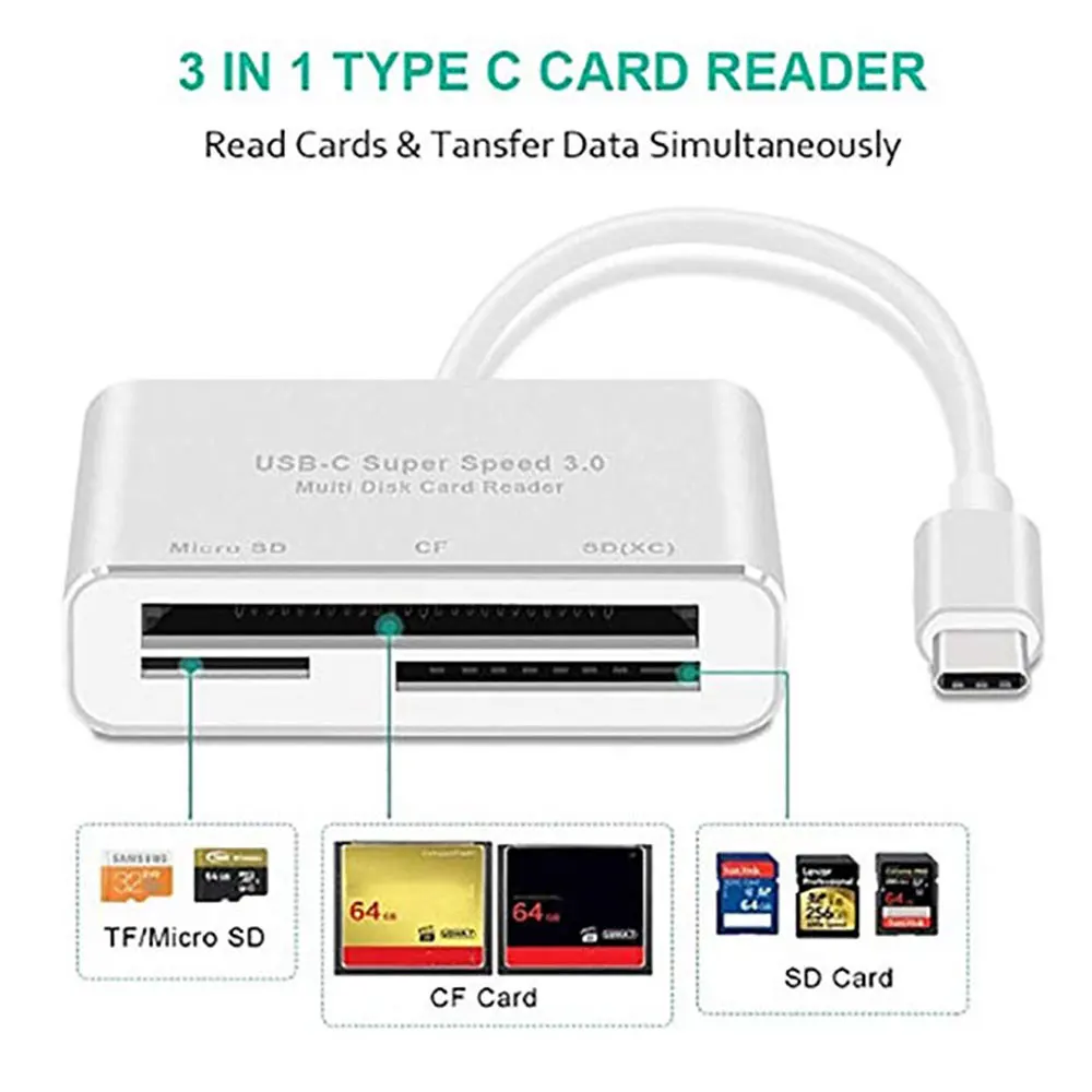 USB C 3 0 кард ридер Leadzoe алюминиевый тип слотный флеш для CF/SD/TF Micro SD/MD/MMC/SDHC/SDXC