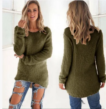 Женские свитера и пуловеры с круглым вырезом повседневный мягкий пуловер