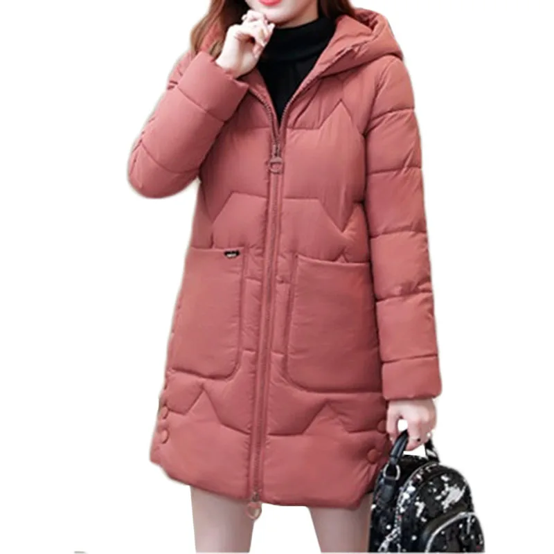

Winter Women Thicken Cotton Coats Fashion Solid Color Down Cotton Coats Women's Hooded Plus size Warm Jackets Outwear 3XL A813