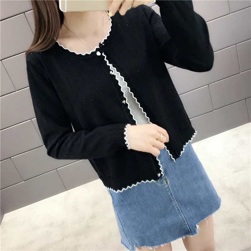 OHCLOTHING короткий дизайн тонкий кардиган женский вырез солнцезащитный Кондиционер рубашка свитер вязаная верхняя одежда небольшой плащ