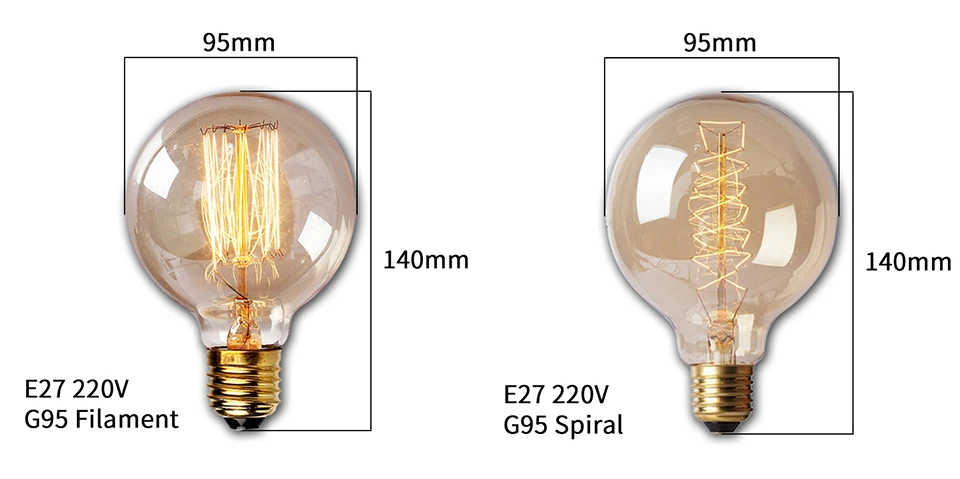 Ретро лампы Эдисона E27 220 В 40 Вт ST64 G80 G95 G125 ампулы Винтаж Эдисон лампы накаливания светильник лампа домашнего декора