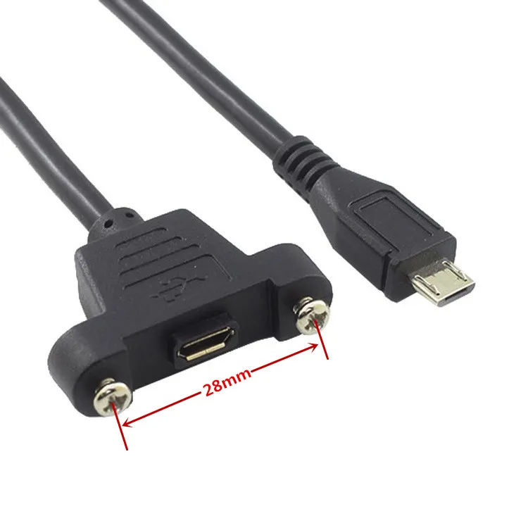Удлинительный кабель Micro USB 2 0 штекер 30 см 50 с отверстием для крепления на панели