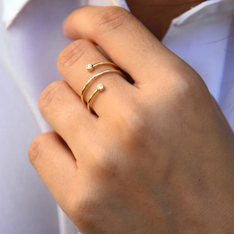 

100% Real Swirl Diamond Ring 0.06ctw 2.0mm Double Stone Diamond Ring in 14k Yellow/Rose/White Gold For Fine Jewelry