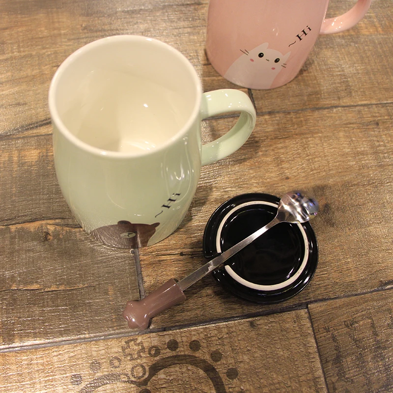 Creative Ceramic Cup Cute Cartoon Cat Coffee Milk Tea Personal Couple Juice | Дом и сад