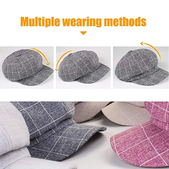 Шапка беретка из хлопка и льна для женщин Кепка газетчик на весну лето тонкая