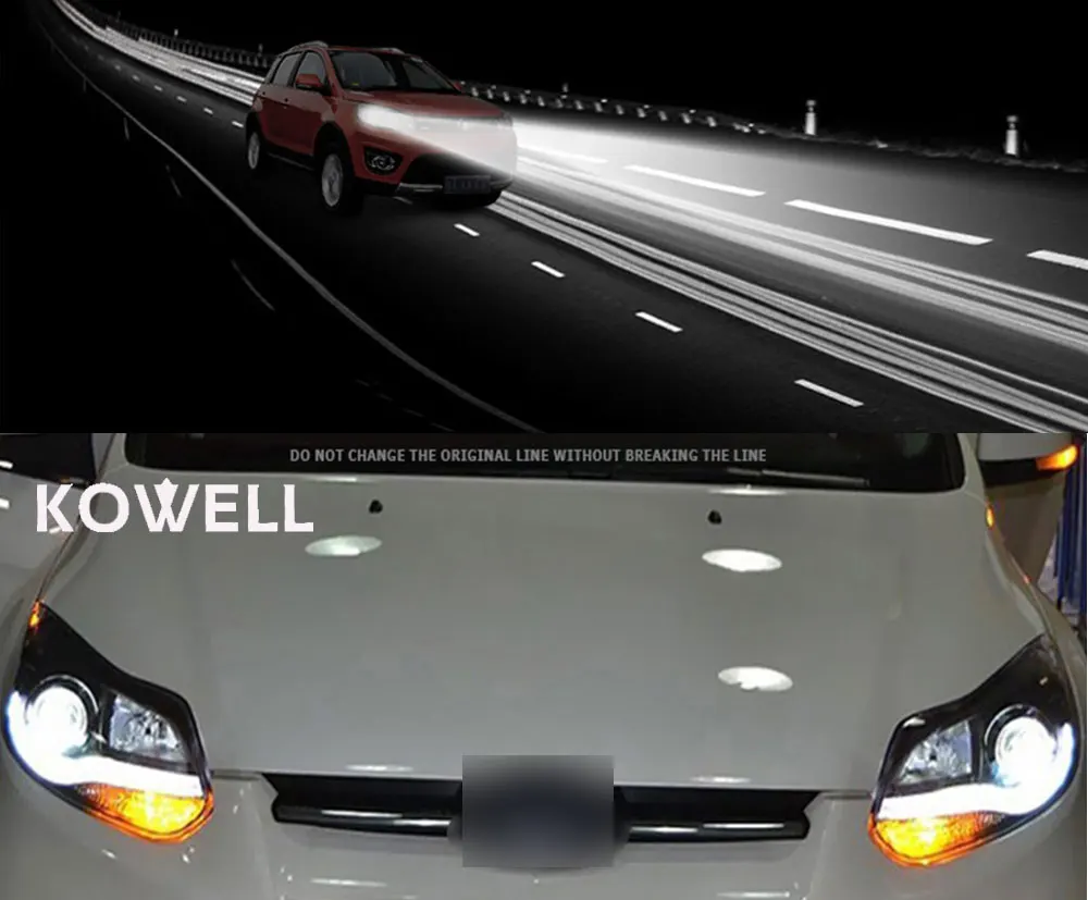 KOWELL автомобильный Стайлинг для Ford Focus фары для 2012 2013 фокус головная лампа led DRL Передняя Биксеноновая линза двойной луч HID комплект