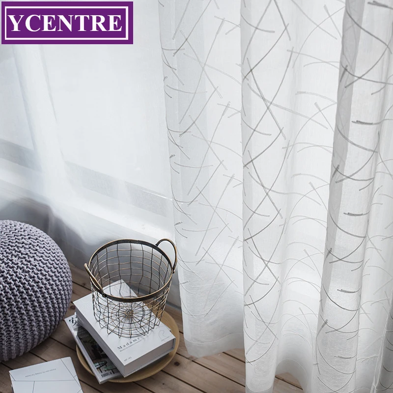 

Полупростая и свежая вышивка YCENTRE, стильные тюлевые прозрачные Занавески с листьями для окон, гостиной, кухни, спальни