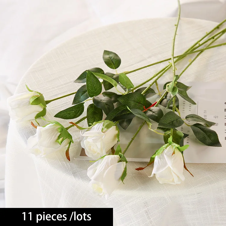 as picture color 11 шт./лот Свадебный букет из роз розы Искусственные цветы Белый Красный цвет шампанского фиолетовый розовый цветы для вечерние - Цвет: as picture color