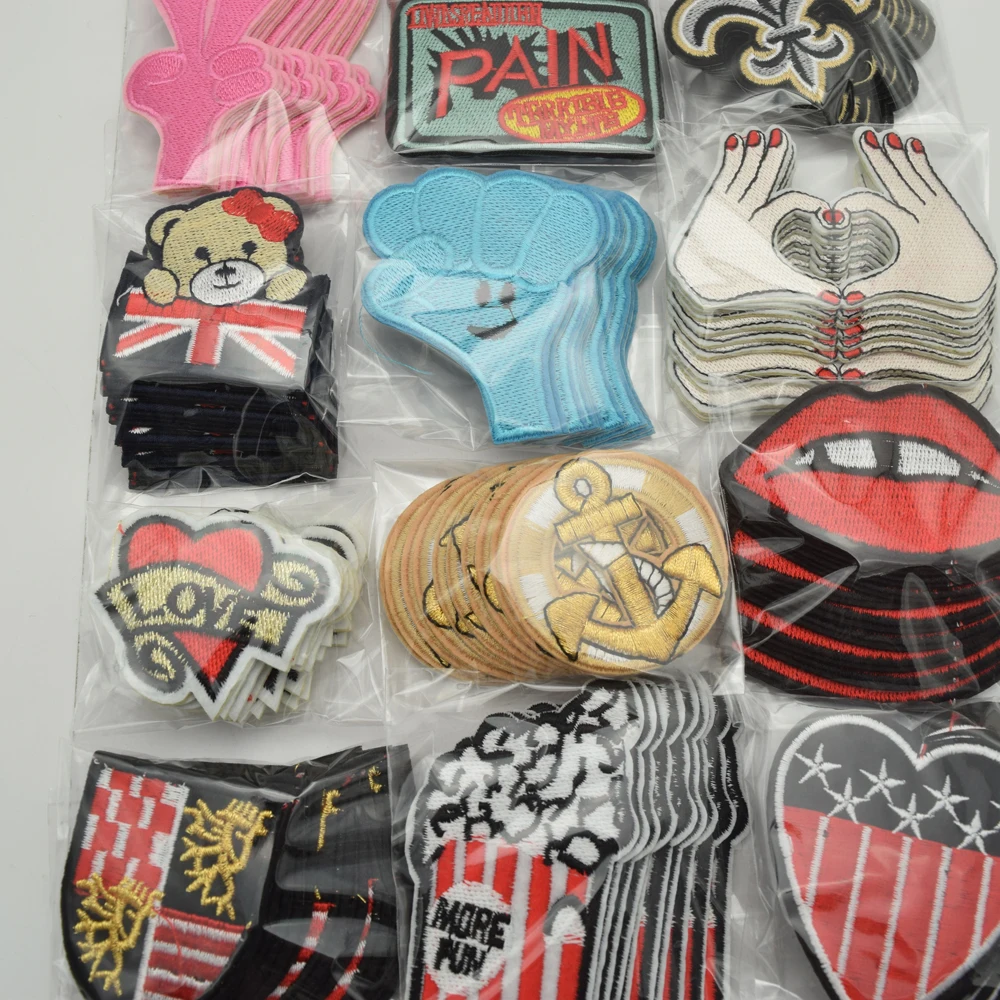 120 шт./компл. смешанные рот/рука/значок/вышивка в сердечнике/Набор нашивок с