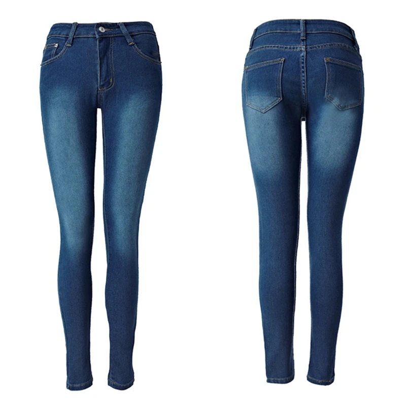 Европа 2019 Новая мода досуг темно синие джинсы с высокой талией стрейч тонкий