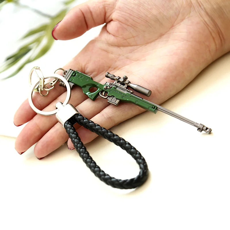 KeyChain Style 7 28 стилей PUBG брелок 98K пистолет винтовка реквизит шлем рюкзак Pan черная кожаная Веревка Брелок открывающийся ключ металлический Автомобильный ключ подвесной - Цвет: KeyChain Style 7