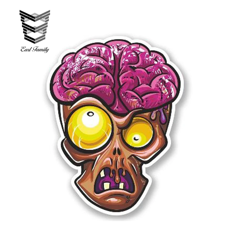 

EARLFAMILY, 13 см x 8 см, 3D Автомобильная наклейка с головой зомби, Виниловая наклейка для ноутбука, путешествия, багажа, Декор, графический мультяшн...