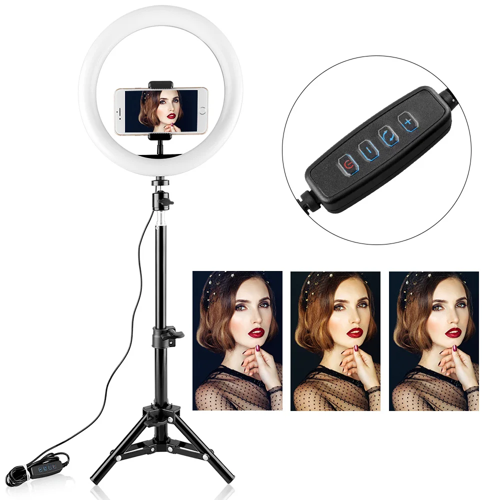 Capsaver RL-10 светодиодный светильник-кольцо с регулируемой яркостью 26 см USB лампа-кольцо для макияжа с держателем для телефона Штатив для селфи камеры Youtube
