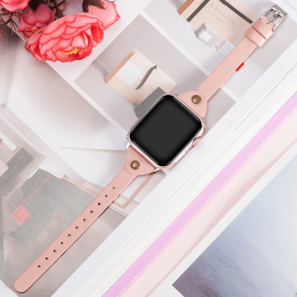 Toyouths тонкий кожаный ремешок для Apple Watch iWatch женский мужской спортивный ремешок тонкий браслет для отдыха Serise 1 2 3 4
