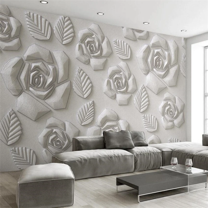 

wellyu Custom wallpaper 3d wall papers home decor rose flower leaves European TV background wall 3d papier peint wallpapers