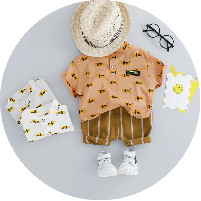 Одежда для маленьких мальчиков лето 2019 новая льняная одежда младенцев комплект с