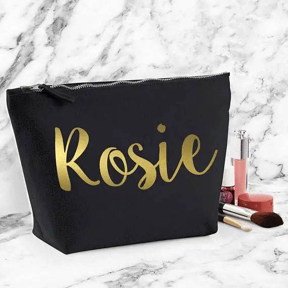 Золотые косметички с именами на заказ свадебные сумочки для невесты подружки