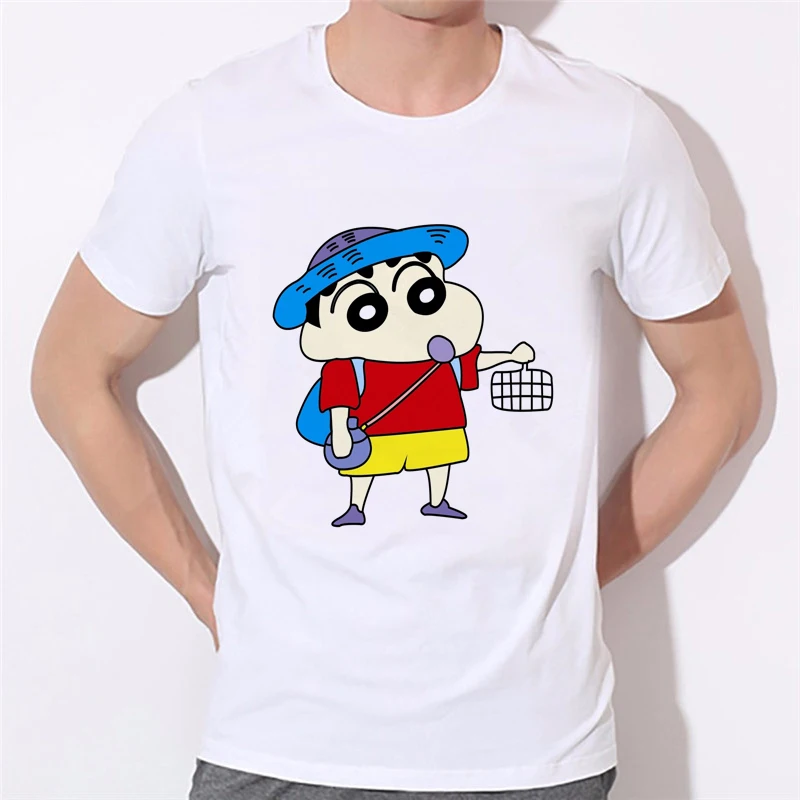 2020 летний мужской топ забавная футболка милая мультяшная Crayon Shin Chan and dog топы в