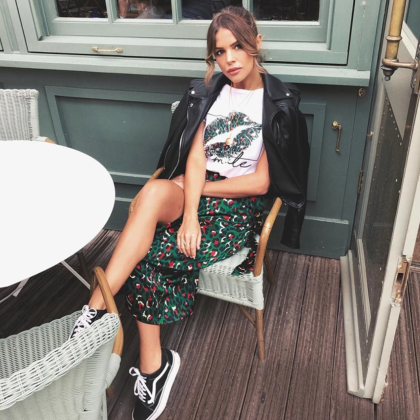 Винтажная леопардовая длинная юбка женская миди-юбка с высокой талией и