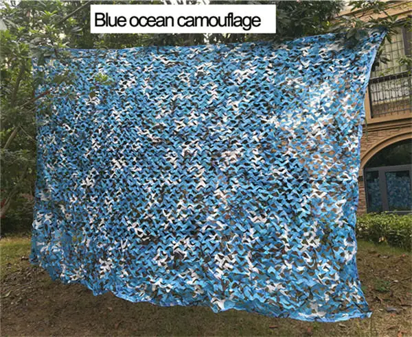 Blue ocean Охота Отдых на природе 2 слоя камуфляжная сетка, 4 размера, S, M, L, Лесной камуфляж джунгли с защелкой в виде листа для военный автомобиль теневая чехол с вешалкой - Цвет: Blue ocean