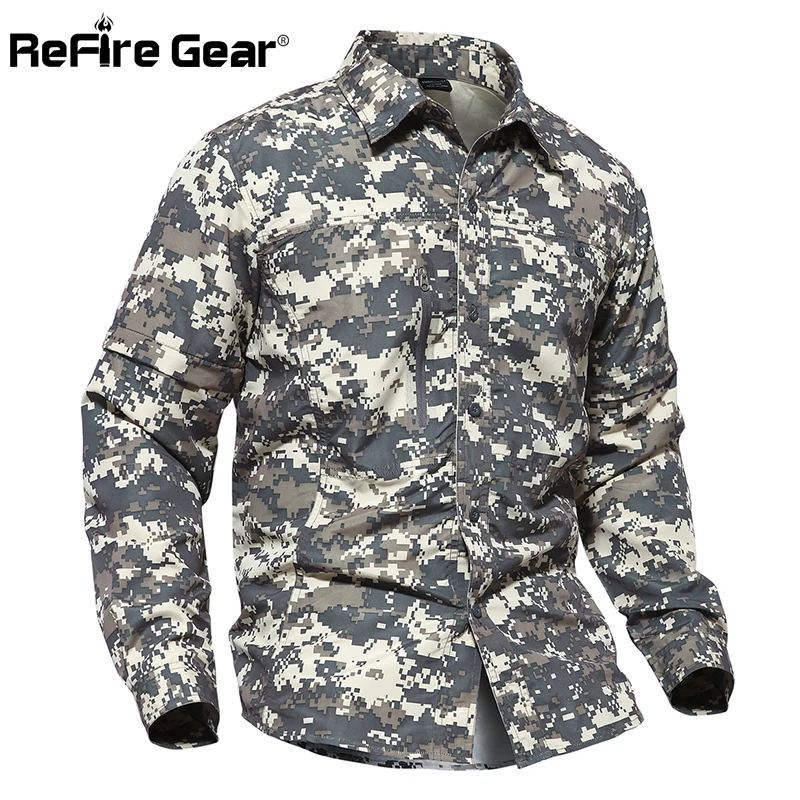 ReFire Gear Съемная Военная камуфляжная рубашка для мужчин на весну и лето со съемным