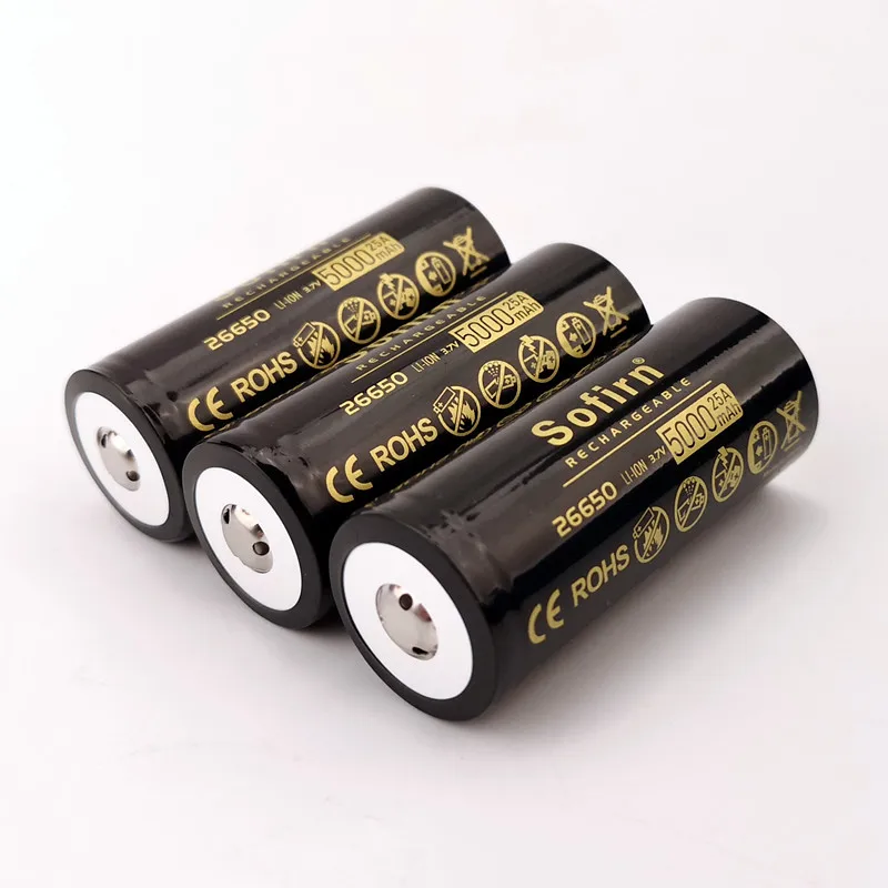Sofirn Высокая дренажная 26650 батарея 5000mAh 25A разрядная мощность 5C 3,7 V перезаряжаемые батареи Высокая емкость литиевая батарея