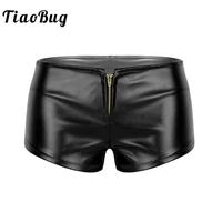 tiaobug women faux leather low waist front zipper booty shorts nightclub festival rave party pole dancing mini sexy dance shorts