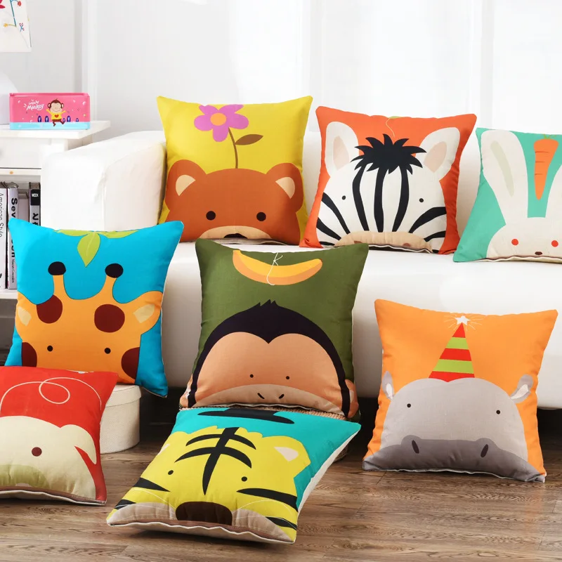 Милый мультяшный чехол для подушки с изображением животных 45x45 см милый кролик