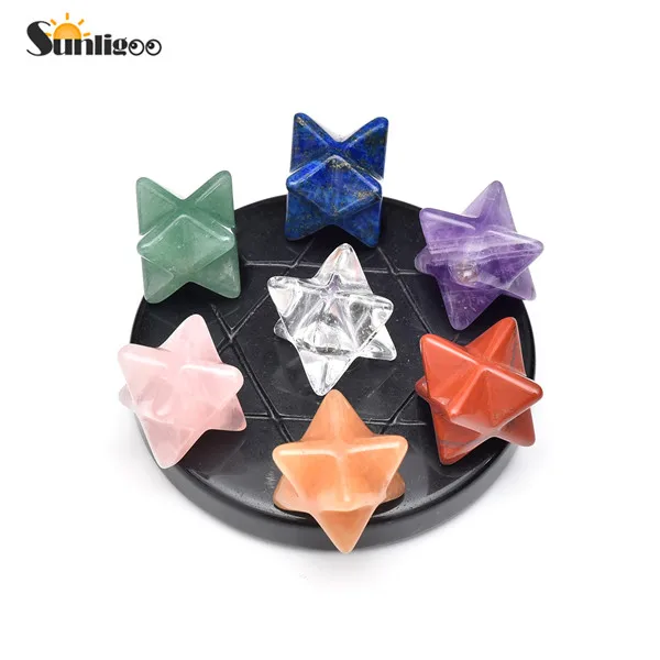 1 Set With Stand Sunligoo 7 Чакра звезды Меркаба Сакральная Геометрия платонической чакра балансировки рейки заживляющие кристаллы Feng Shui защиты украшения - Цвет: 1 Set With Stand