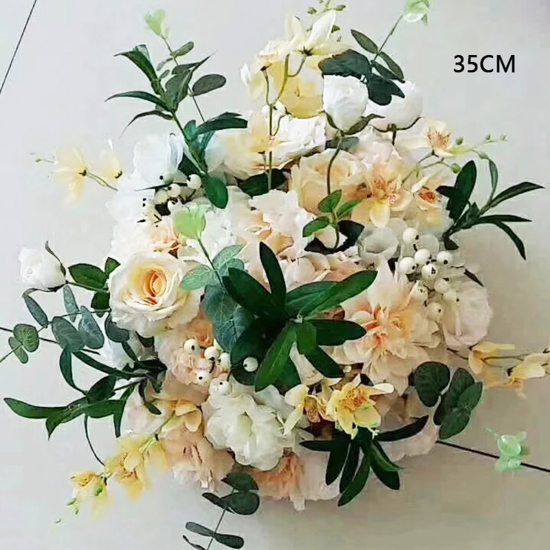 05 35-40 см оливковая ветка Георгин дорожный гид искусственный цветок шар DIY Свадебный декор букета фон стол цветок роза лист ягода - Цвет: 05