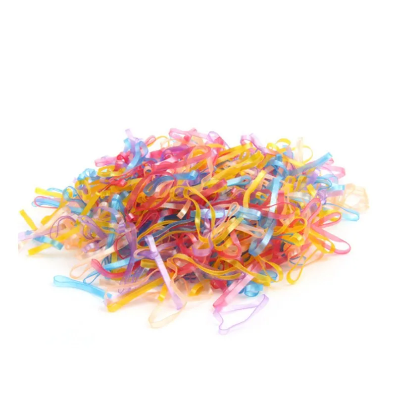 About 500PCS/lot Kids Children Girls Hair Holders Rubber Bands Elastics Tie Gum Braids Accessories Rainbow Color Rope | Детская одежда