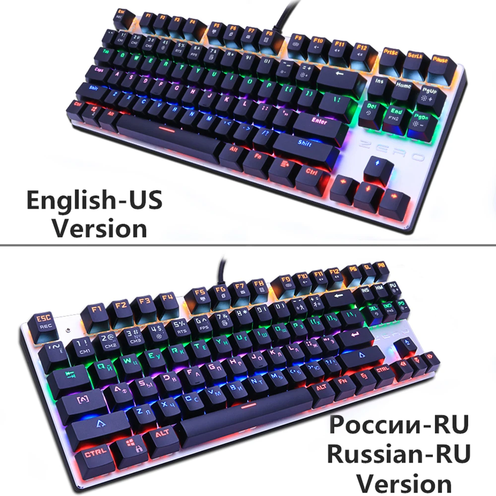Механическая игровая клавиатура 104/87key с защитой от ghosting черный синий красный