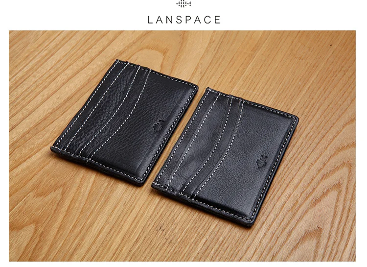 LAN  genuine leather mens credit card holder handmade small coin purse bank card case ID holder