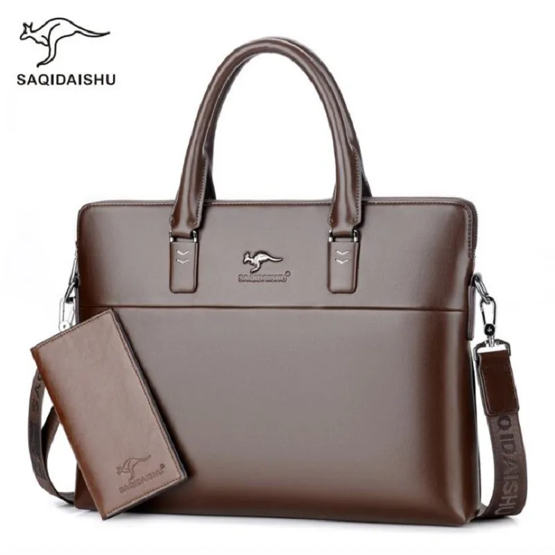 Men briefcases big business Bag a4 notebook Split Leather formal work bags Male Crossbody Messenger handbags