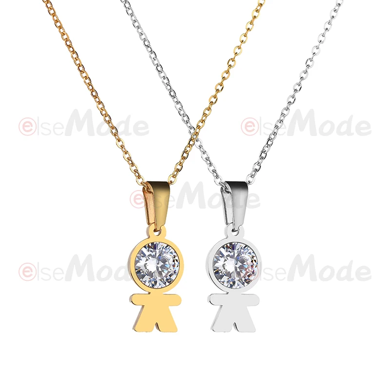 Женское семейное ожерелье ELSEMODE золотого цвета с фианитами для мальчиков милые