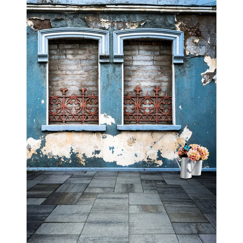 Виниловые тканевые фоны на заказ с текстурированным синим окном для студийной