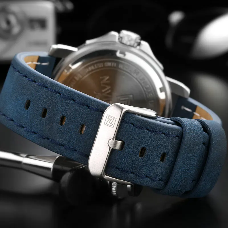 Часы наручные NAVIFORCE Мужские кварцевые брендовые водонепроницаемые аналоговые с