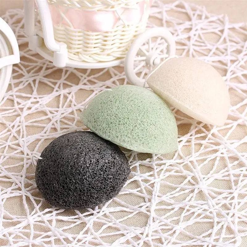 Konjac Губка отшелушивающая губки для лица отлично подходит для чувствительной, жирной и акне кожи(бамбуковый уголь черный