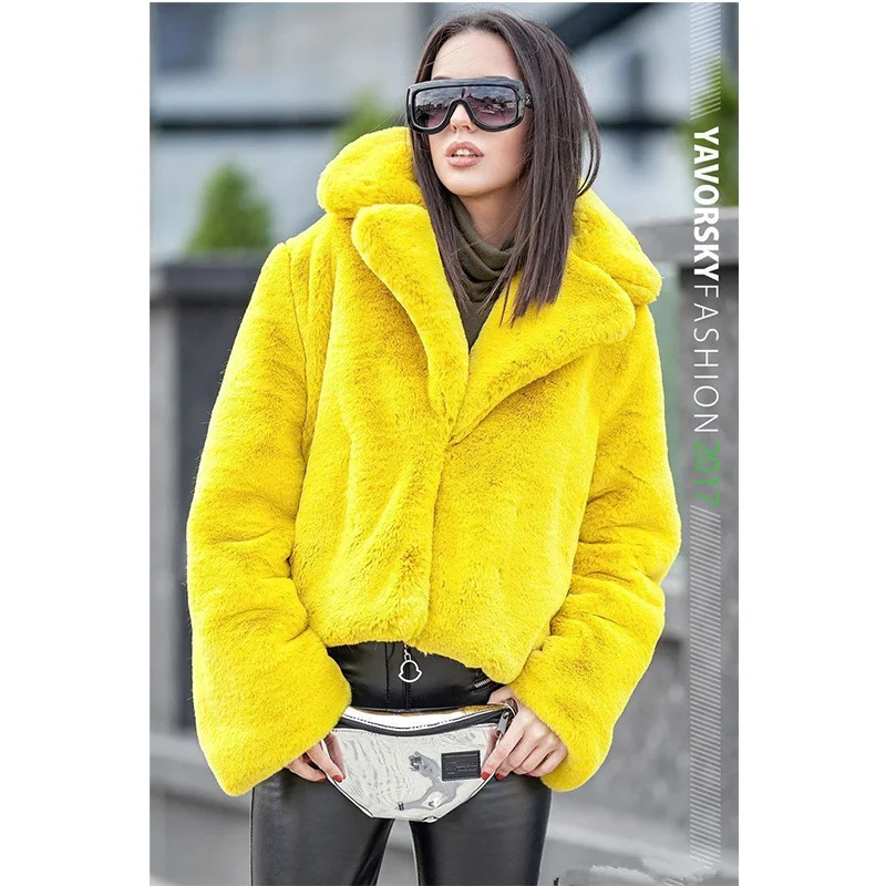 FURSARCAR Winter Women's Jacket Natural Rex Rabbit Fur Coat For Feamle With Collar Fashion charm Thick Warm Rabbit Fur Coats