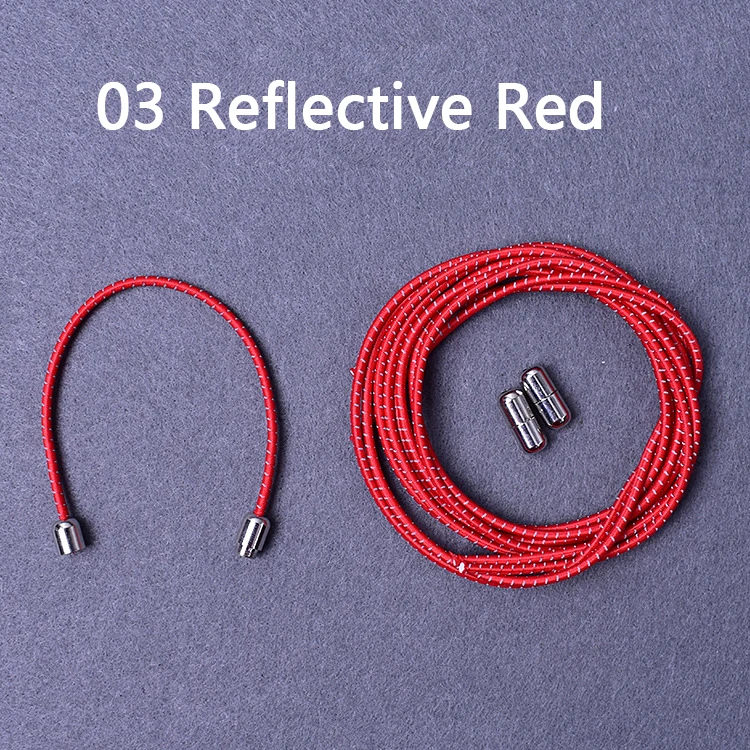 High Quality Lazy Shoelaces Locking Buckle Reflective Metal Capsule No Tie Elastic Shoe Laces Kids Adult Round Shoe Laces 100cm