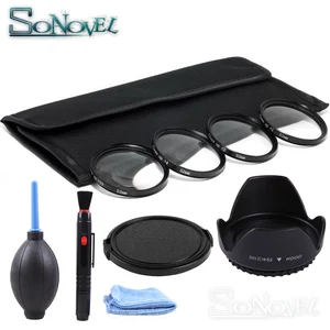 Набор фильтров для макросъемки 49 52 55 58 62 67 72 77 мм + 1 + 2 + 4 + 10 объективов + бленда объектива + набор для очистки камеры Canon Nikon Sony DSLR