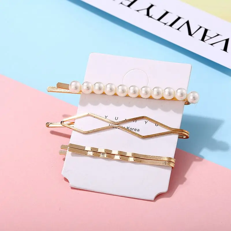 US Warehouse Hair Pins Women Geometric Bows Pearl Flower Clips Retro Simple Alloy Inlaid Hairpin Set accesorios mujer | Украшения и