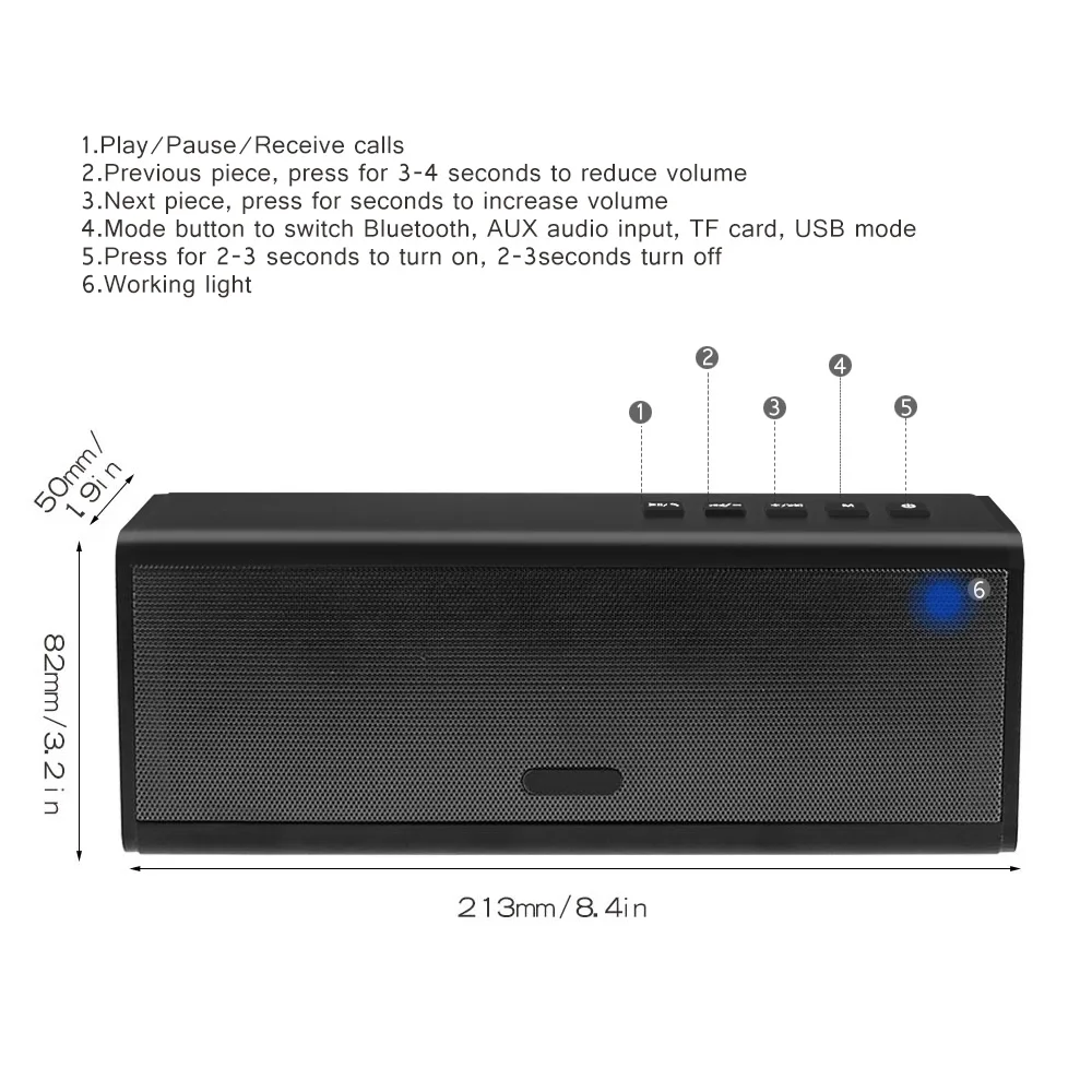 Беспроводная Bluetooth колонка HENZIN 20 вт супер бас HIFI стерео TF карта AUX громкая связь