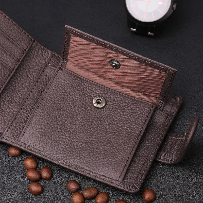 Винтажные мужские кошельки из натуральной кожи Короткие повседневные держатель