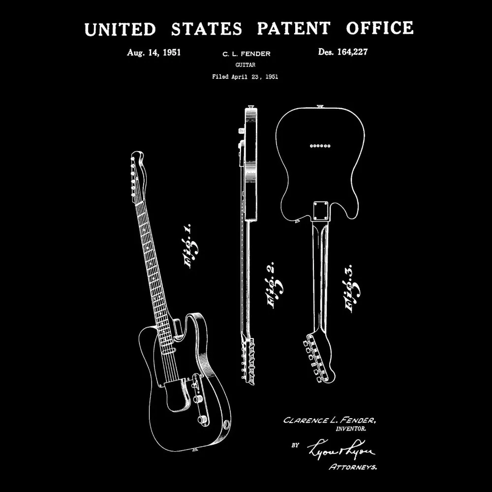 Лидер продаж модная футболка Telecaster 1951 с электрогитарой США патент Лео