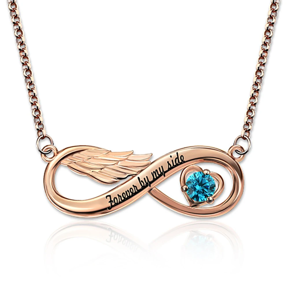 

Sweey Dropshipping Infinity Angel Wing Necklace with Birthstone Name & Birthstone Silver Gold Rose Gold Best Valentine's Gift