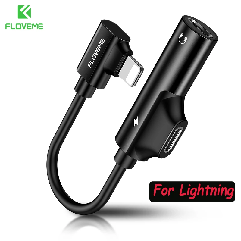 FLOVEME 2 в 1 для адаптер Apple зарядное устройство наушников сплиттер iPhone X XS XR 7 8 плюс Adaptador зарядки конвертер USB адаптер - Цвет: Black For Apple